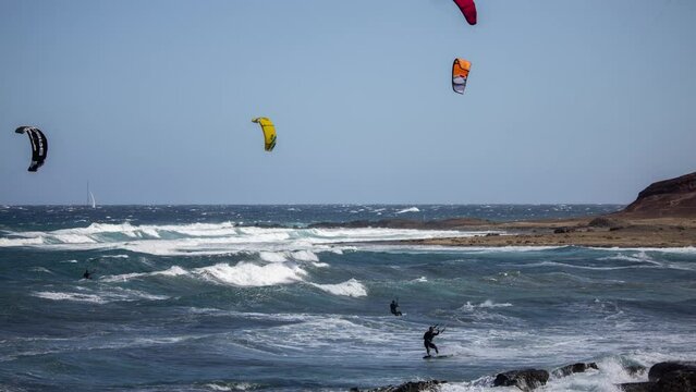 Kite surfers in el medano tenerife