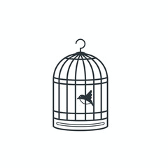 illustration of bird cage, vector art.