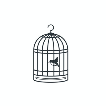 illustration of bird cage, vector art.