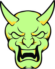Japanese mask oni vector illustration which is very suitable for the needs of making sticker packs, branding, clothing and others