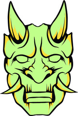 Japanese mask oni vector illustration which is very suitable for the needs of making sticker packs, branding, clothing and others