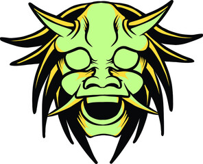 Japanese mask oni vector illustration which is very suitable for the needs of making sticker packs, branding, clothing and others