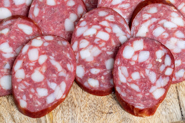 sliced pork sausage with the addition of lard