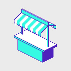 Market stand isometric vector icon illustration