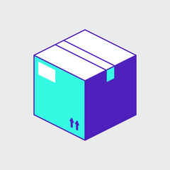 Sealed package box isometric vector icon illustration