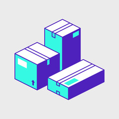 Different sized boxes isometric vector icon illustration