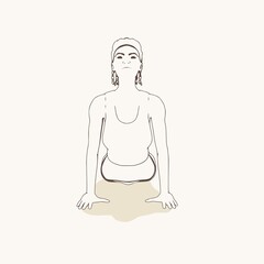 Young female workout. Sport girl doing stretching exercise. Casual sportwear - t-shirt, breeches and sneakers. Young woman wearing workout clothes. Sport fashion girl outline in urban casual style.