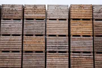 wooden boxes and pallets for storage and transportation of agricultural food