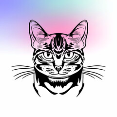 Fototapeta na wymiar cat face logo, silhouette of bad cute cat head vector illustrations