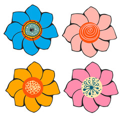 Four decorative flowers for decoration