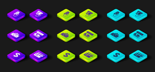 Set Dollar symbol, Credit card with lock, Stacks paper money cash, ATM and, inserted and Fast payments icon. Vector