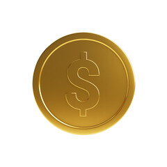 Gold dollar coin visual for composition isolated
