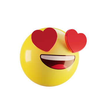3d emoji smiling face with heart eyes isolated