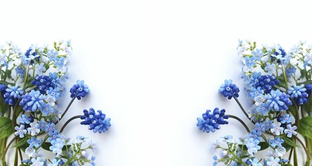 Fototapeta na wymiar Delicate blue forest flowers of the Boraginaceae family. Blue flowers on a white background.