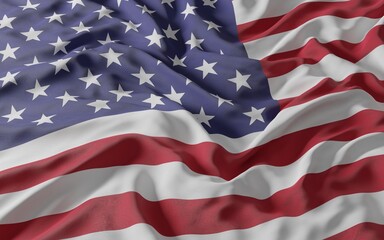 Realistic waving flag of United States 3D illustration