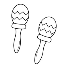 Decorated maracas in doodle style. Musical instrument.