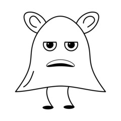 Cute Doodle monster. Funny line hand-drawn alien.