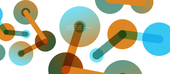 Abstract background. Round dots connected by lines. Trendy techno business template for wallpaper, banner, background or landing