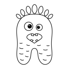 Cute Doodle monster. Funny line hand-drawn alien.