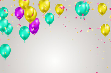 Happy Birthday Balloons Banner Background Illustration Place for text, Celebration, festival, greeting banner, card, poster.