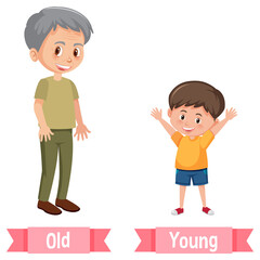Opposite English Words old and young
