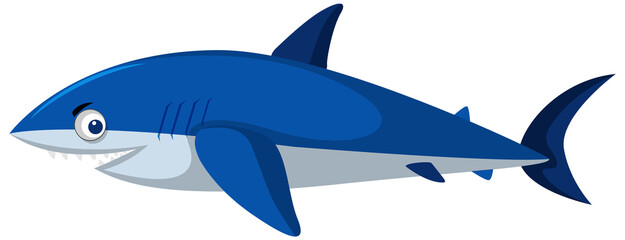 Cute shark cartoon character isolated