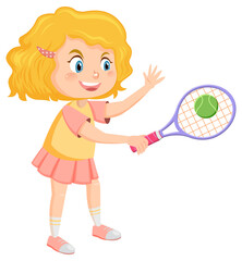 Cute girl tennis player cartoon