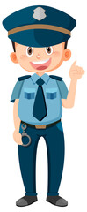 Police officer cartoon character on white background