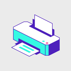 Printer machine isometric vector icon illustration