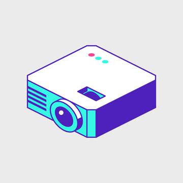 isometric projector turquoise purple design clip art preview