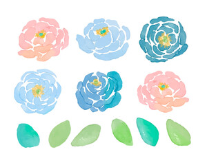 水彩画。水彩タッチのベクター草木と花束。グラデーションカラーの草木と花のイラスト。Watercolor painting. Vector grass, trees and bouquet of flowers with watercolor touch. Illustration of gradient color plants, trees and flowers.