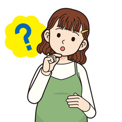 考える妊婦＿線とぬり