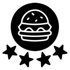 Rating food feedback review glyph icon. Can be used for digital product, presentation, print design and more.