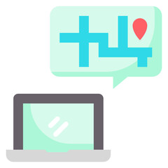 Obraz premium Tracking order delivery laptop flat icon. Can be used for digital product, presentation, print design and more.