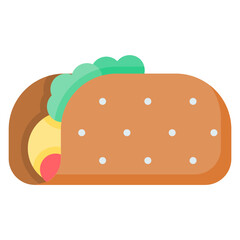 Taco flat icon. Can be used for digital product, presentation, print design and more.