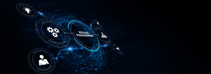 Release management software development and testing concept. 3d illustration