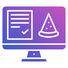 Order food online with monitor website app flat gradient icon. Can be used for digital product, presentation, print design and more.