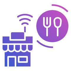 Online store food flat gradient icon. Can be used for digital product, presentation, print design and more.