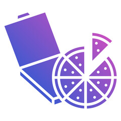 Pizza slice and pack flat gradient icon. Can be used for digital product, presentation, print design and more.