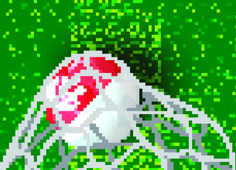 Soccer ball flag ,Grass,net, football field.Illustration design idea and concept think creativity.