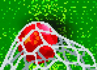 Soccer ball flag ,Grass,net, football field.Illustration design idea and concept think creativity.