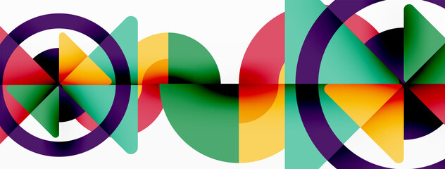 Obraz premium Creative geometric wallpaper. Minimal abstract background. Triangles and circles composition vector illustration for wallpaper banner background or landing page