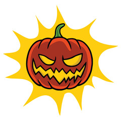 Jack O Lantern Halloween Helloween Pumpkin Lightning Cartoon Character Design Vector Drawing Illustration Icon