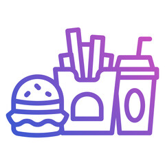Fast food burger french fries drink cup line gradient icon. Can be used for digital product, presentation, print design and more.