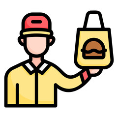 Courier food filled line color icon. Can be used for digital product, presentation, print design and more.