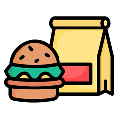 Burger filled line color icon. Can be used for digital product, presentation, print design and more.