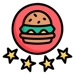 Rating food feedback review filled line color icon. Can be used for digital product, presentation, print design and more.