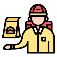 Delivery courier food filled line color icon. Can be used for digital product, presentation, print design and more.