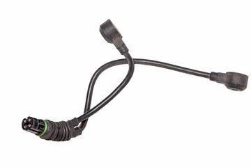 Knock sensor for vehicle engines spare parts electrical parts sensors on white background copy space.