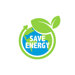 Energy saving eco technology nature concept. think green ecology and save energy creative idea concept. environmentally friendly planet. vector design